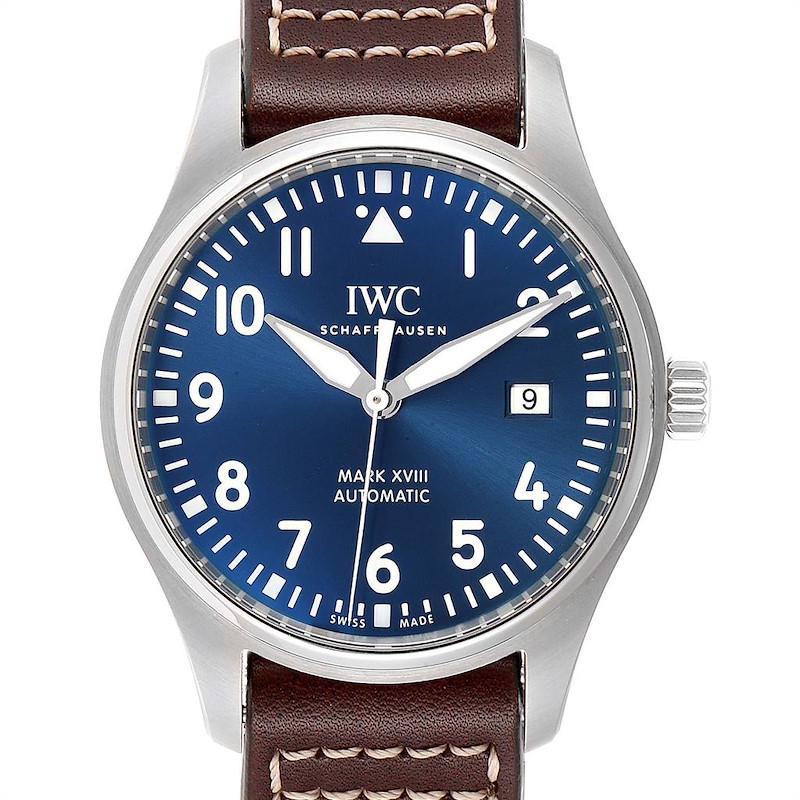 IWC Pilot Mark XVIII Petit Prince Blue Dial Mens Watch IW327004 Unworn SwissWatchExpo