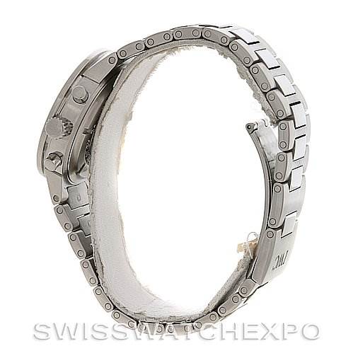 The image shows a side view of the Vintage IWC watch, highlighting its metallic band, crown, and pushers.