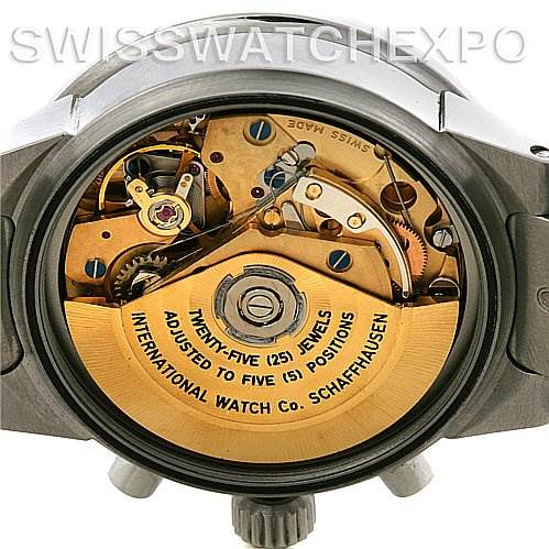 The image shows the back case of the IWC GST IW3707-008 Men's Stainless Steel Black Dial IW3707-008 Men's Stainless Steel Black Dial model watch, revealing its intricate internal mechanism.