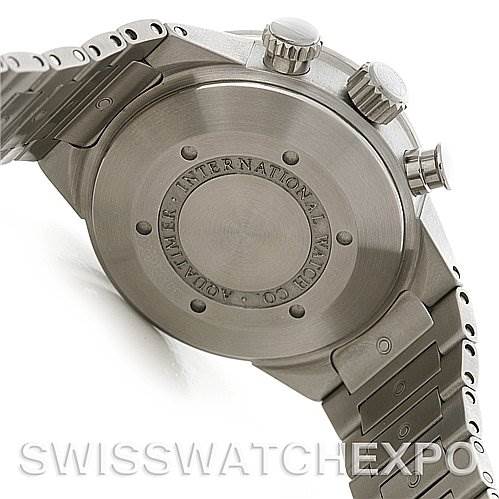 The image shows the case back and part of the bracelet of the IWC Aquatimer IW371928 Men's Stainless Steel Black Dial IW371928 Men's Stainless Steel Black Dial watch from a rear angle.