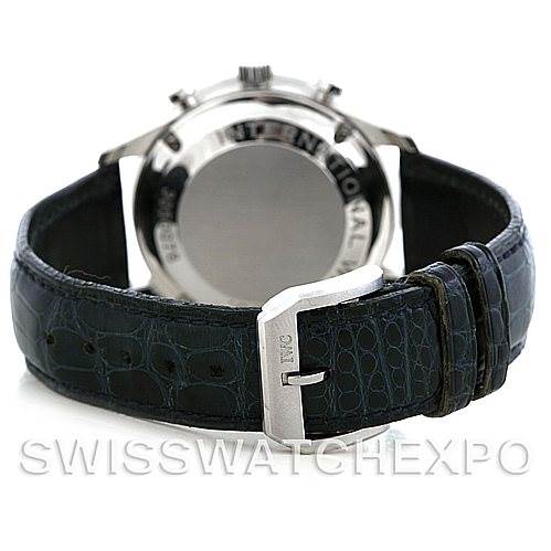 This image shows the back case and clasp of an IWC Portuguese IW371417 Men
s Stainless Steel Silver Dial IW371417 Men
s Stainless Steel Silver Dial model watch from a rear view angle.