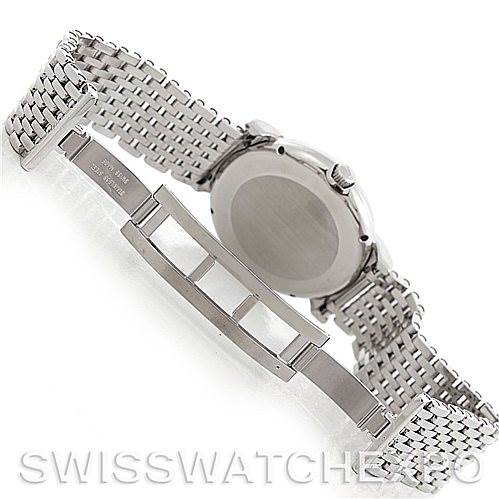 This image shows the backside of an IWC GST Men's Stainless Steel Silver Dial Men's Stainless Steel Silver Dial model watch, focusing on the case back and metal bracelet.