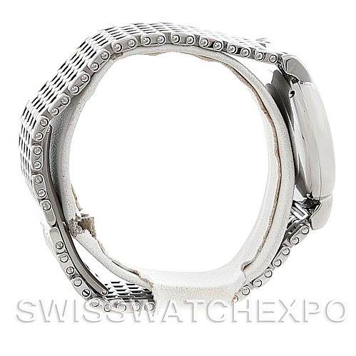 The image shows a side profile angle of the IWC GST Men's Stainless Steel Silver Dial Men's Stainless Steel Silver Dial model watch, focusing on the bracelet and case.