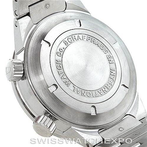 This image shows the case back and side view of an IWC GST 3537 Men's Stainless Steel Black Dial 3537 Men's Stainless Steel Black Dial model watch, highlighting the crown and casing details.