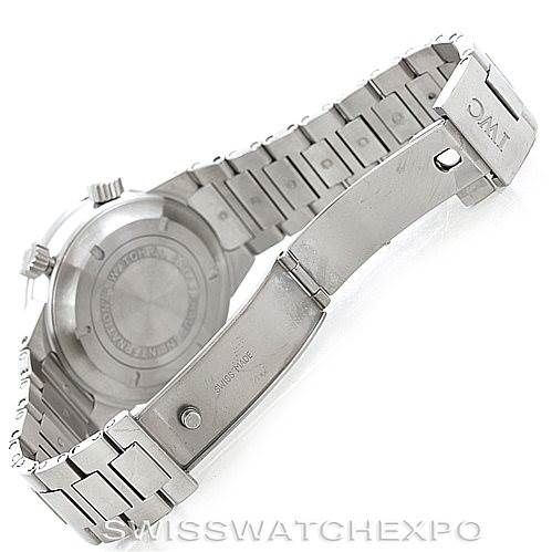 This image shows the back of the IWC GST 3537 Men's Stainless Steel Black Dial 3537 Men's Stainless Steel Black Dial model watch with a focus on the stainless steel bracelet and clasp.