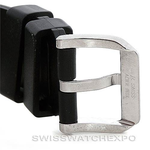 The image shows a close-up of the buckle and part of the strap of a IWC Aquatimer IW371933 Men's Stainless Steel Black Dial IW371933 Men's Stainless Steel Black Dial watch.
