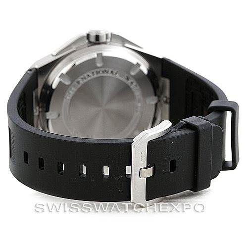 The image shows the back and strap of an IWC Ingenieur IW323601 Men's Stainless Steel Black Dial IW323601 Men's Stainless Steel Black Dial watch, focusing on its clasp and case back.