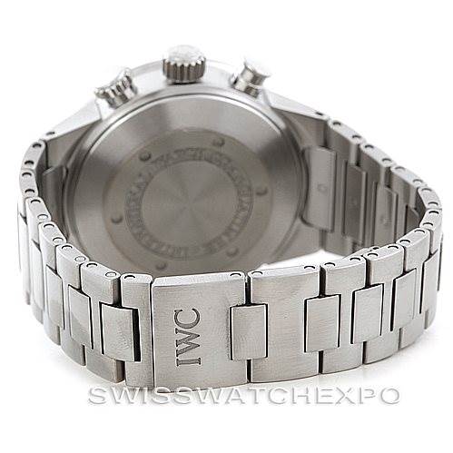 This image shows the backside and bracelet of an IWC Aquatimer IW371928 Men's Stainless Steel Black Dial IW371928 Men's Stainless Steel Black Dial watch, clearly displaying the clasp and case back.