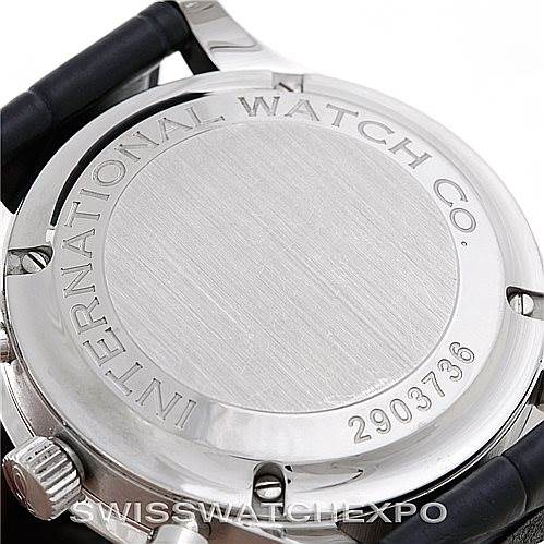 This image shows the case back and part of the strap of the IWC Portuguese IW371417 Men
s Stainless Steel Silver Dial IW371417 Men
s Stainless Steel Silver Dial watch.
