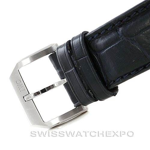 The image shows the buckle and leather strap of an IWC Portuguese IW371417 Men
s Stainless Steel Silver Dial IW371417 Men
s Stainless Steel Silver Dial model watch.