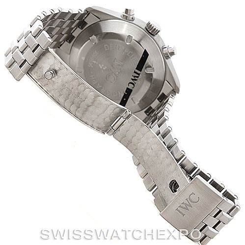 The image shows the back and bracelet of an IWC Pilot IW370607 Men's Stainless Steel Black Dial IW370607 Men's Stainless Steel Black Dial watch.