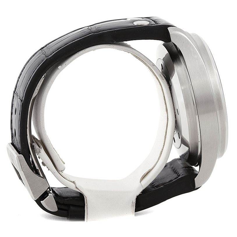 The image shows a side view of the IWC Pilot IW500401 Men's Stainless Steel Black Dial IW500401 Men's Stainless Steel Black Dial model watch, highlighting the case, bezel, and part of the strap.