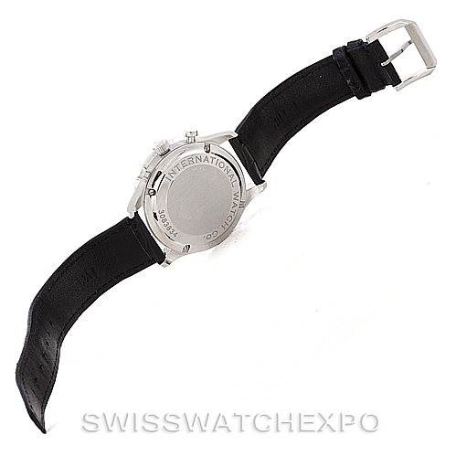 This image shows the back case and leather strap of an IWC Portuguese IW371404 Men
s Stainless Steel Black Dial IW371404 Men
s Stainless Steel Black Dial watch.