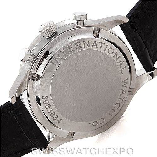 The image shows the back case, crown, and lugs of an IWC Portuguese IW371404 Men
s Stainless Steel Black Dial IW371404 Men
s Stainless Steel Black Dial model watch.