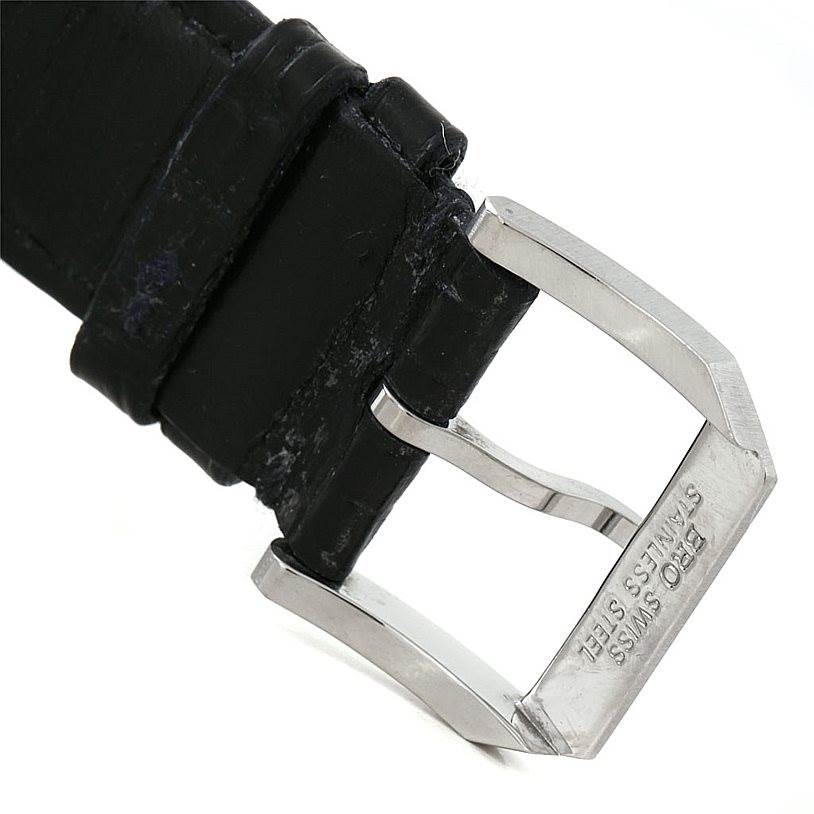 The image shows the buckle and strap of an IWC Portuguese IW371417 Men's Stainless Steel Silver Dial IW371417 Men's Stainless Steel Silver Dial model watch from a close-up angle.