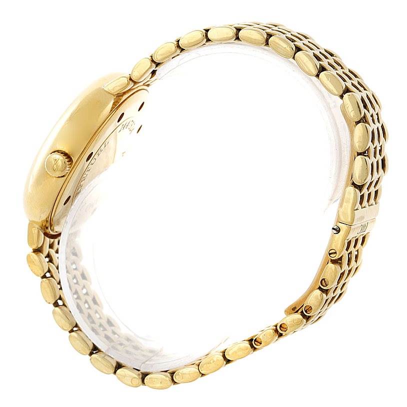 This image shows the side view of the IWC Portofino 3541 Men's Yellow Gold White Dial 3541 Men's Yellow Gold White Dial watch, highlighting its golden case and bracelet.