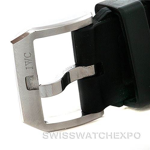 The image shows a close-up of the buckle and part of the strap of an IWC Aquatimer IW356805 Men's Stainless Steel White Dial IW356805 Men's Stainless Steel White Dial watch.