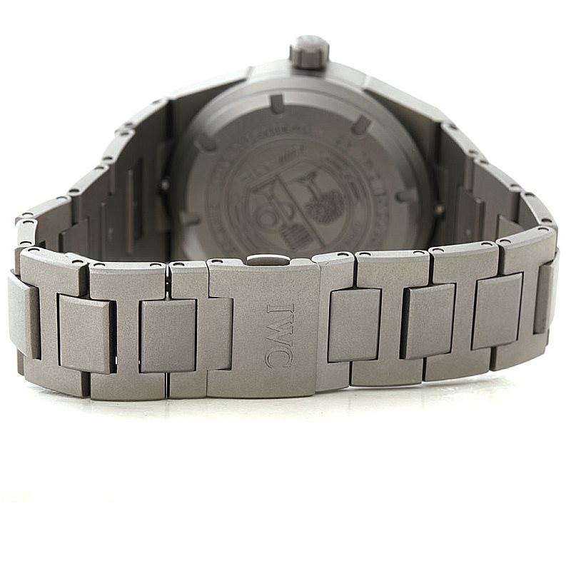 This image shows the back and bracelet of the IWC Ingenieur IW322703 Men's Titanium Black Dial IW322703 Men's Titanium Black Dial watch at a rear angle.