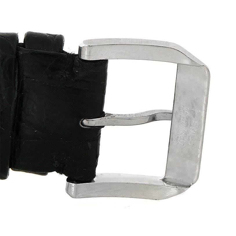 The image shows the buckle part of the strap of an IWC Portuguese IW371438 Men's Stainless Steel Black Dial IW371438 Men's Stainless Steel Black Dial model watch at a close-up angle.