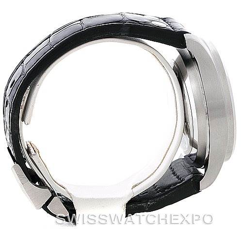 The image shows a side view of the IWC Pilot IW500901 Men's Stainless Steel Black Dial IW500901 Men's Stainless Steel Black Dial model watch, highlighting the case, crown, and strap.