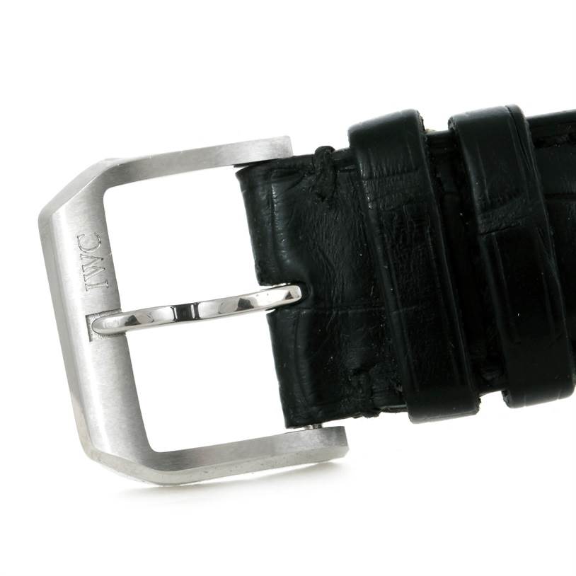 This image shows the buckle and strap of an IWC Portuguese IW371445 Men's Stainless Steel Silver Dial IW371445 Men's Stainless Steel Silver Dial model watch.