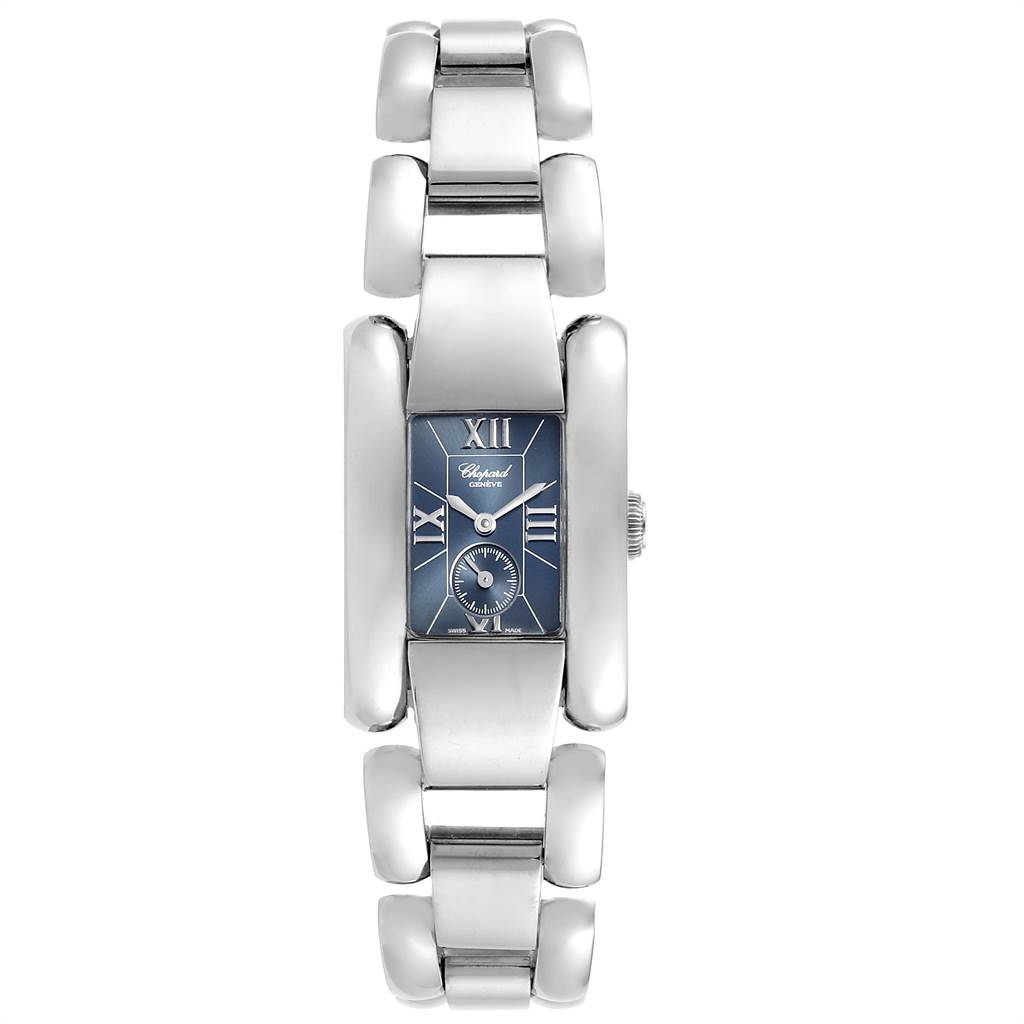 The image shows a front view of the La Strada Stainless Steel Women's Watch 41-8380 model by Chopard 41-8380 Women's Stainless Steel Blue Dial 41-8380 Women's Stainless Steel Blue Dial, including its dial and bracelet.