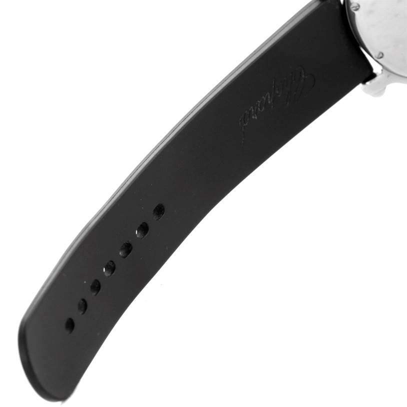 This image shows the black rubber strap of the Chopard 288347 Women's Stainless Steel Blue Dial 288347 Women's Stainless Steel Blue Dial Happy Beach Floating Rubi Sapphire Rubber Fish Watch 288347.