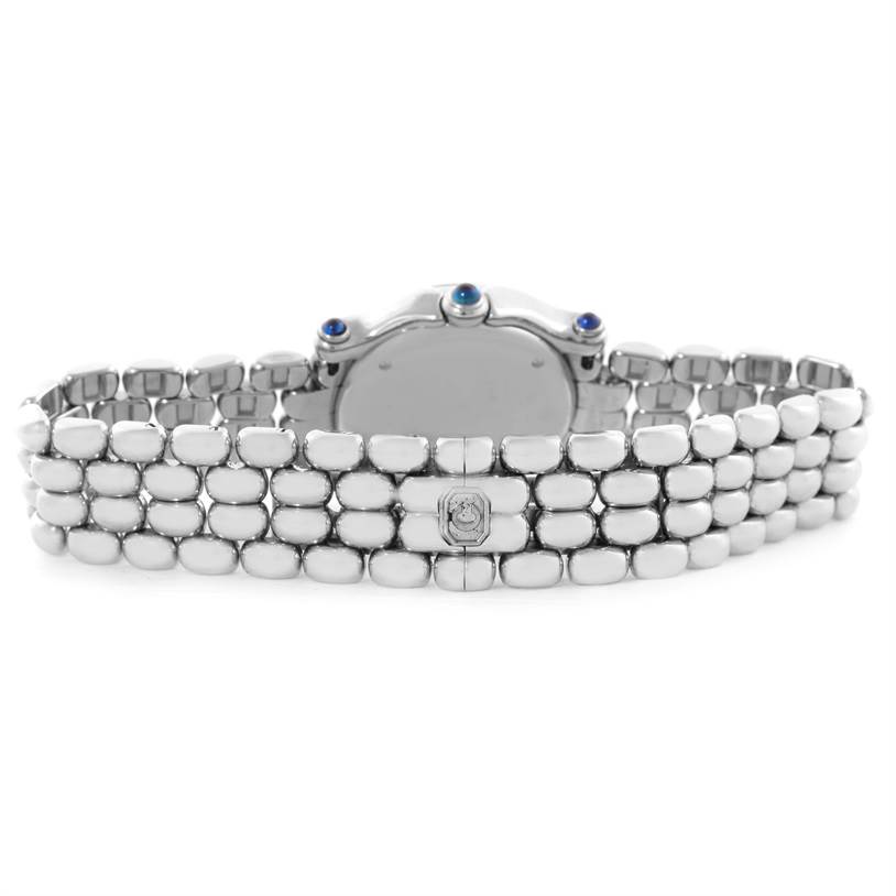 The image shows the clasp and back side of the Chopard 27/8250-23 Women
s Stainless Steel White Dial 27/8250-23 Women
s Stainless Steel White Dial Happy Sport White Dial 5 Floating Diamonds Watch, model 27/8250-23.