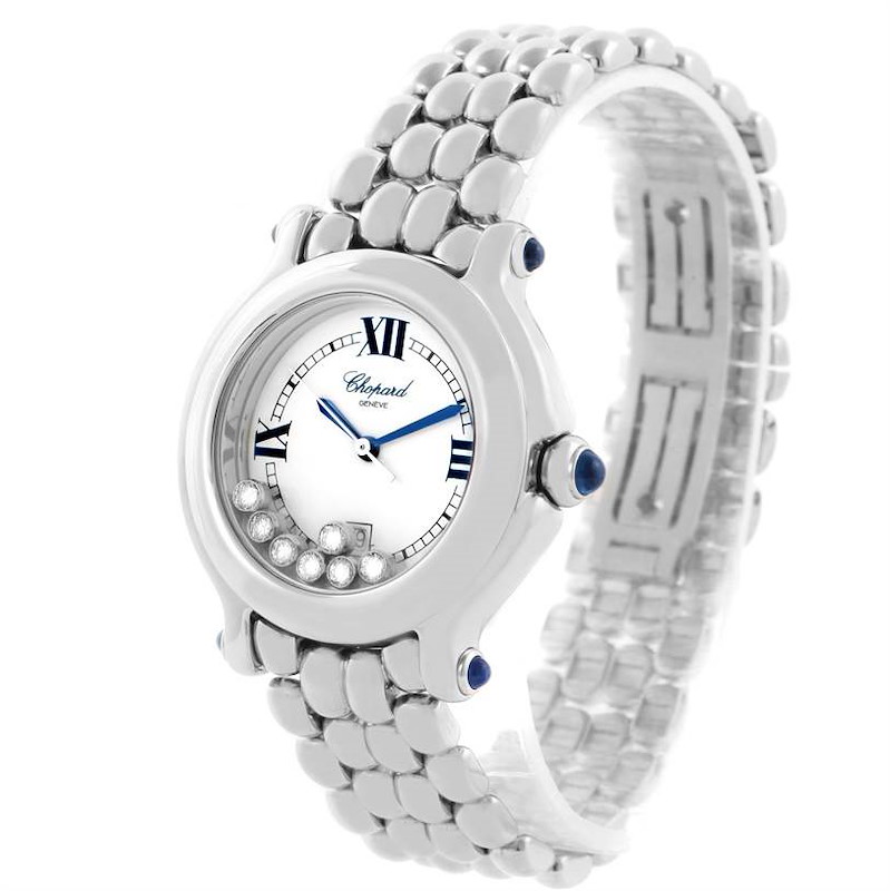 Chopard Happy Sport White Dial Floating Diamond Watch 278236-3005 SwissWatchExpo