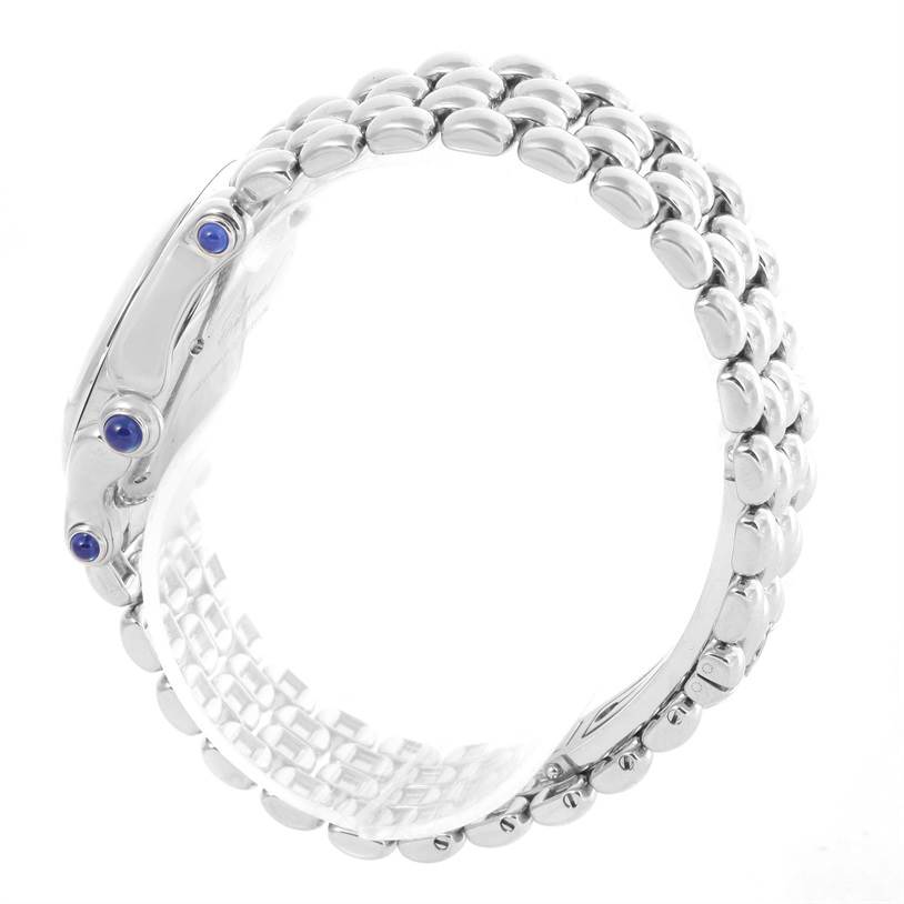 This image shows the band of the Chopard 278236-3005 Women's Stainless Steel White Dial 278236-3005 Women's Stainless Steel White Dial Happy Sport Floating Diamond Stainless Steel Watch 278236-3005 from a side view angle.