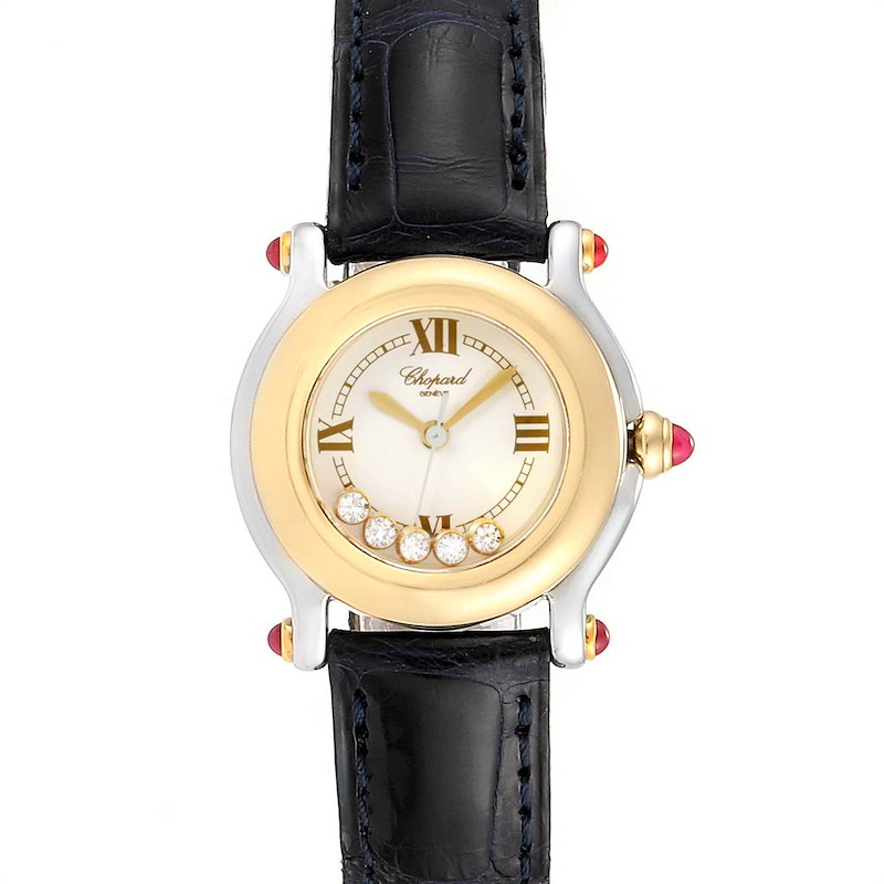 Chopard Happy Sport 5 Floating Diamond Yellow Gold Steel Watch 8246 SwissWatchExpo