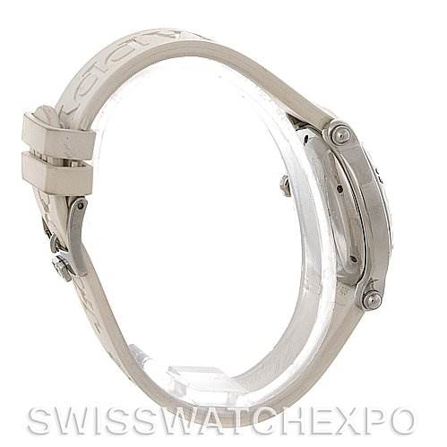 This image shows a side view of the Chopard 278923-3001 Women's Stainless Steel Blue Dial 278923-3001 Women's Stainless Steel Blue Dial Happy Sport Rubber Strap 278923-3001 Watch, focusing on the strap and clasp.