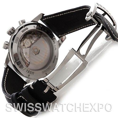 This image shows the back and side angles of the Chopard Mille Miglia 168992-3003 Men's Stainless Steel White Dial 168992-3003 Men's Stainless Steel White Dial watch, highlighting the transparent case back and deployant clasp.