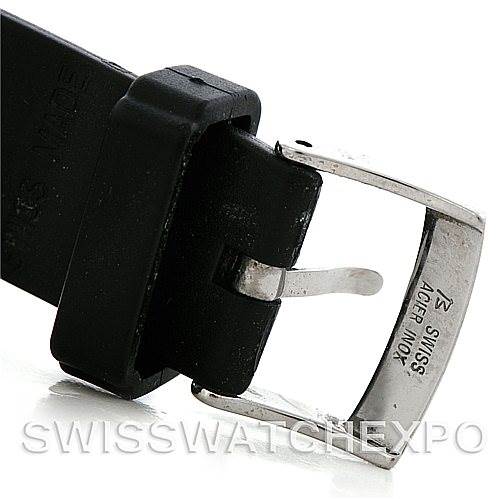 This image shows the buckle and strap of a Chopard Mille Miglia 16-8331 Men's Stainless Steel Red Dial 16-8331 Men's Stainless Steel Red Dial watch, viewed from the top side.