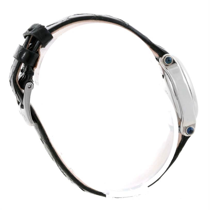 The image shows a side view of the Chopard 27/8245-23 Women's Stainless Steel Mother of Pearl Dial 27/8245-23 Women's Stainless Steel Mother of Pearl Dial Happy Sport Mother of Pearl Dial Diamond Watch 27/8245-23, highlighting the case and strap.