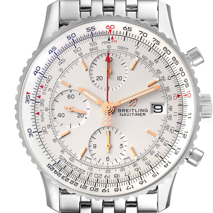 Breitling Navitimer Heritage Silver Dial Steel Mens Watch A13324 Box Card SwissWatchExpo