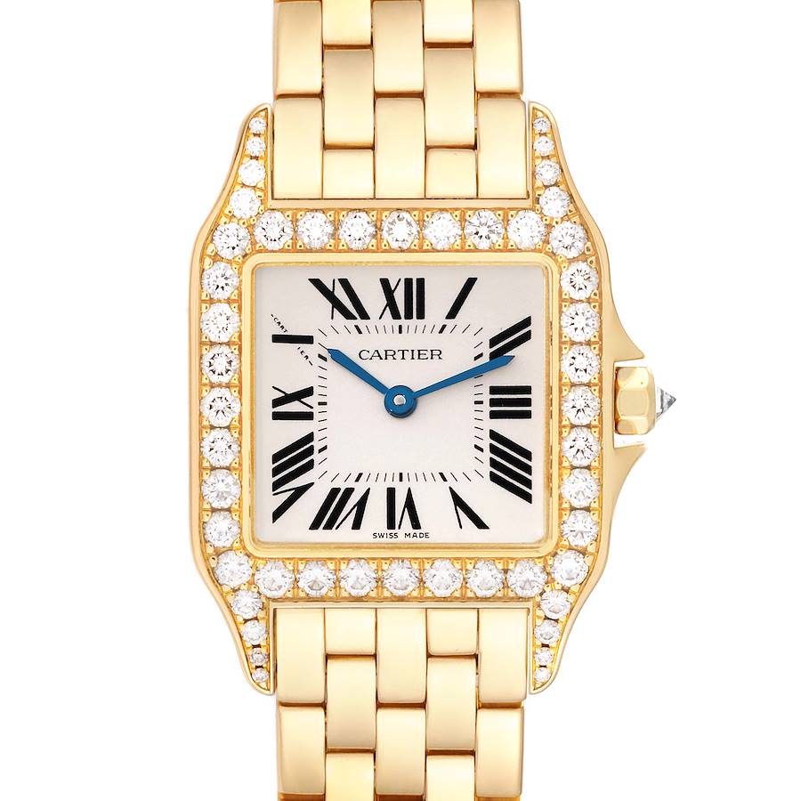 Cartier Santos Demoiselle Yellow Gold Diamond Midsize Ladies Watch WF9002Y7 SwissWatchExpo