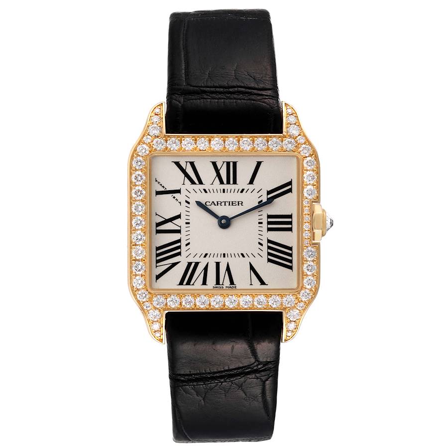 Cartier Santos Dumont Yellow Gold Silver Dial Mens Watch WH100351 ...