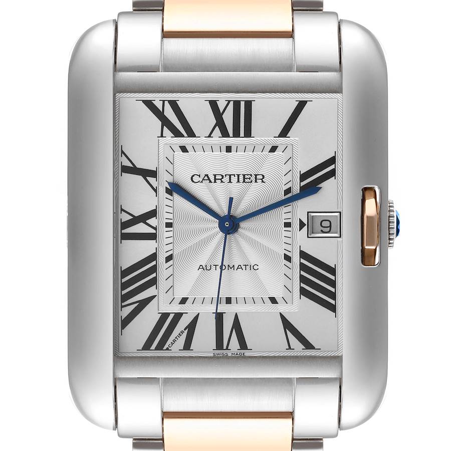 Cartier Tank Anglaise XL Steel 18k Rose Gold Mens Watch W5310006 Box Papers SwissWatchExpo
