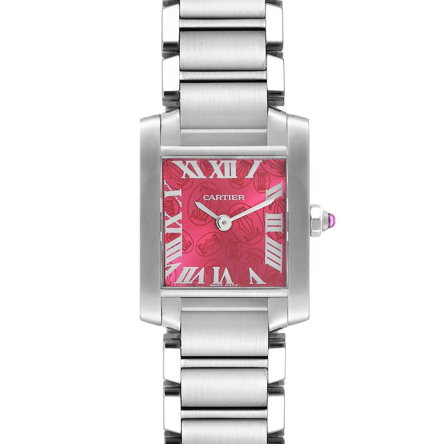 Cartier Tank Francaise Raspberry Dial Limited Edition Ladies Watch W51030Q3 Box Papers SwissWatchExpo