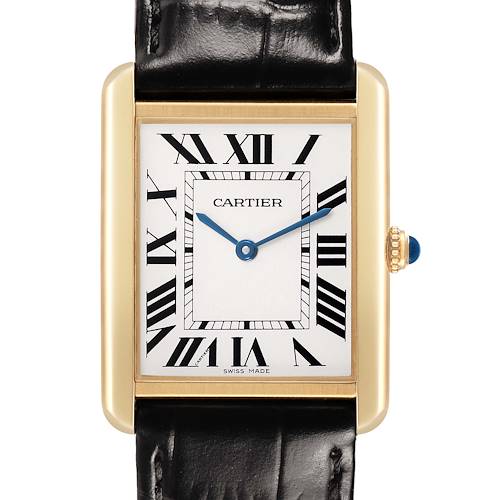 Cartier Tank Solo Yellow Gold Silver Dial Mens Watch W1018855 Card