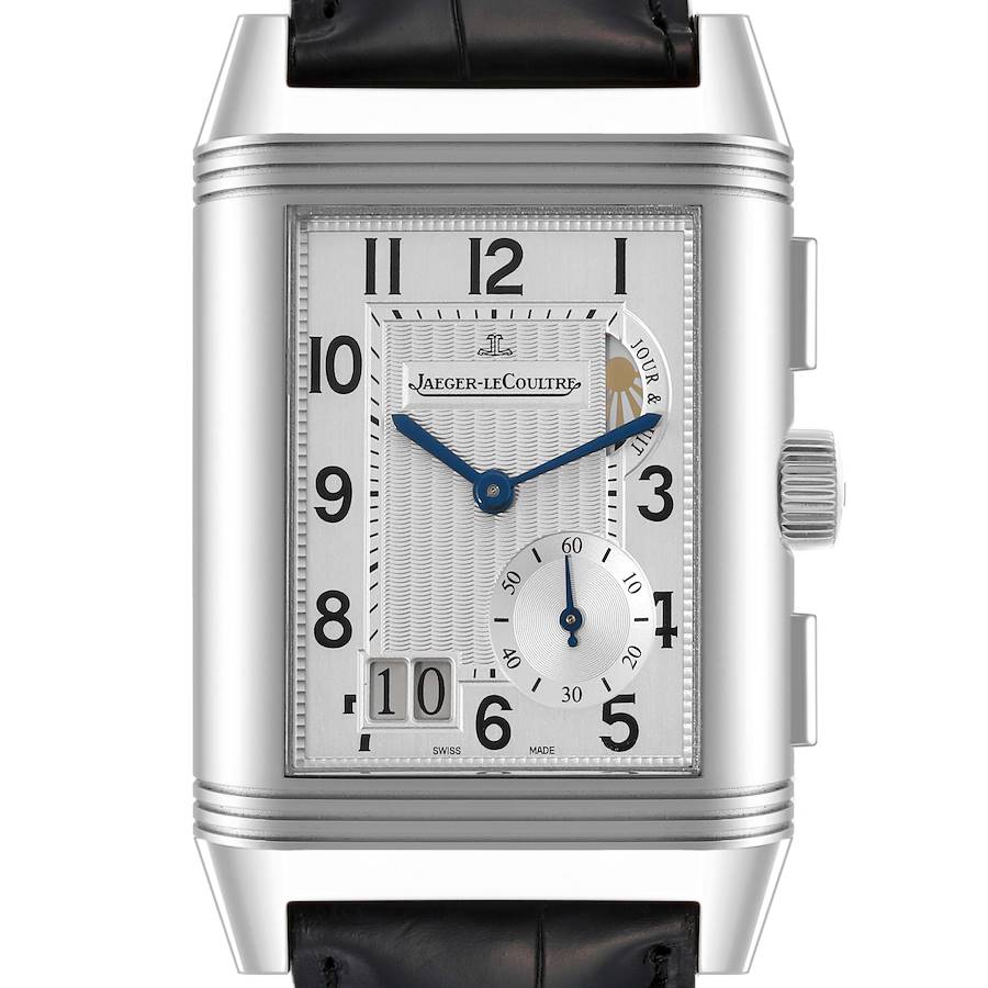 Jaeger LeCoultre Reverso Grande GMT Steel Watch 240.8.18 Q3028420 Box Papers SwissWatchExpo