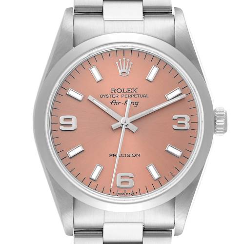 Photo of Rolex Air King Salmon Dial Smooth Bezel Steel Mens Watch 14000 Box Papers