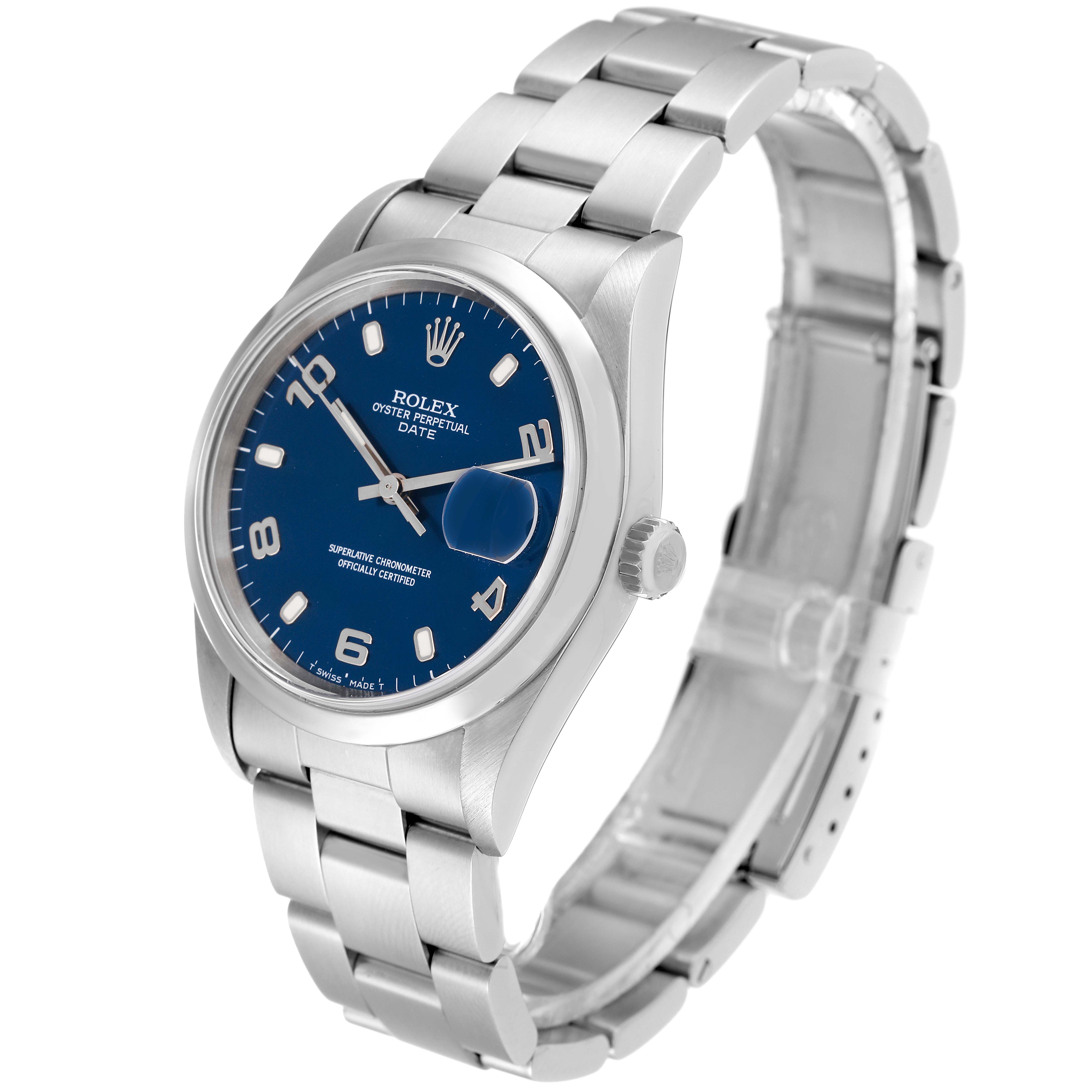 The Rolex Date 15200 Men's Stainless Steel Blue Dial 15200 Men's Stainless Steel Blue Dial watch is shown at a slight angle; visible parts include the dial, bracelet, and crown.
