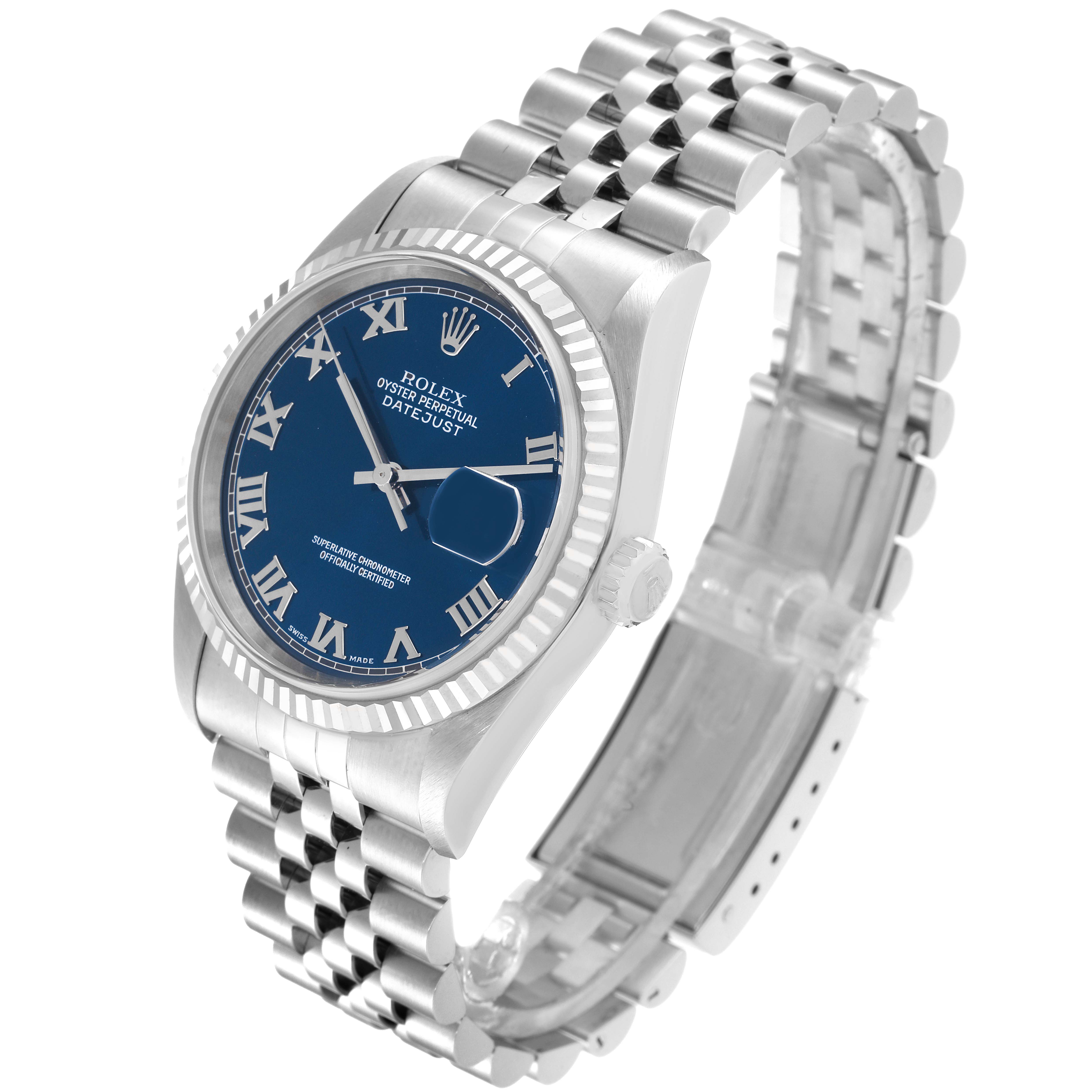 Rolex Datejust 36 Steel White Gold Blue Dial Mens Watch 16234 ...