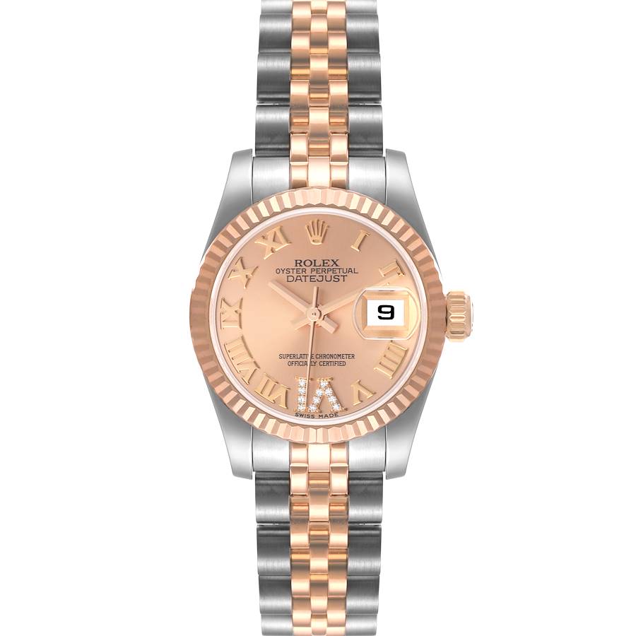 Rolex Datejust Rose Gold Steel Salmon Diamond Dial Ladies Watch 179171 SwissWatchExpo