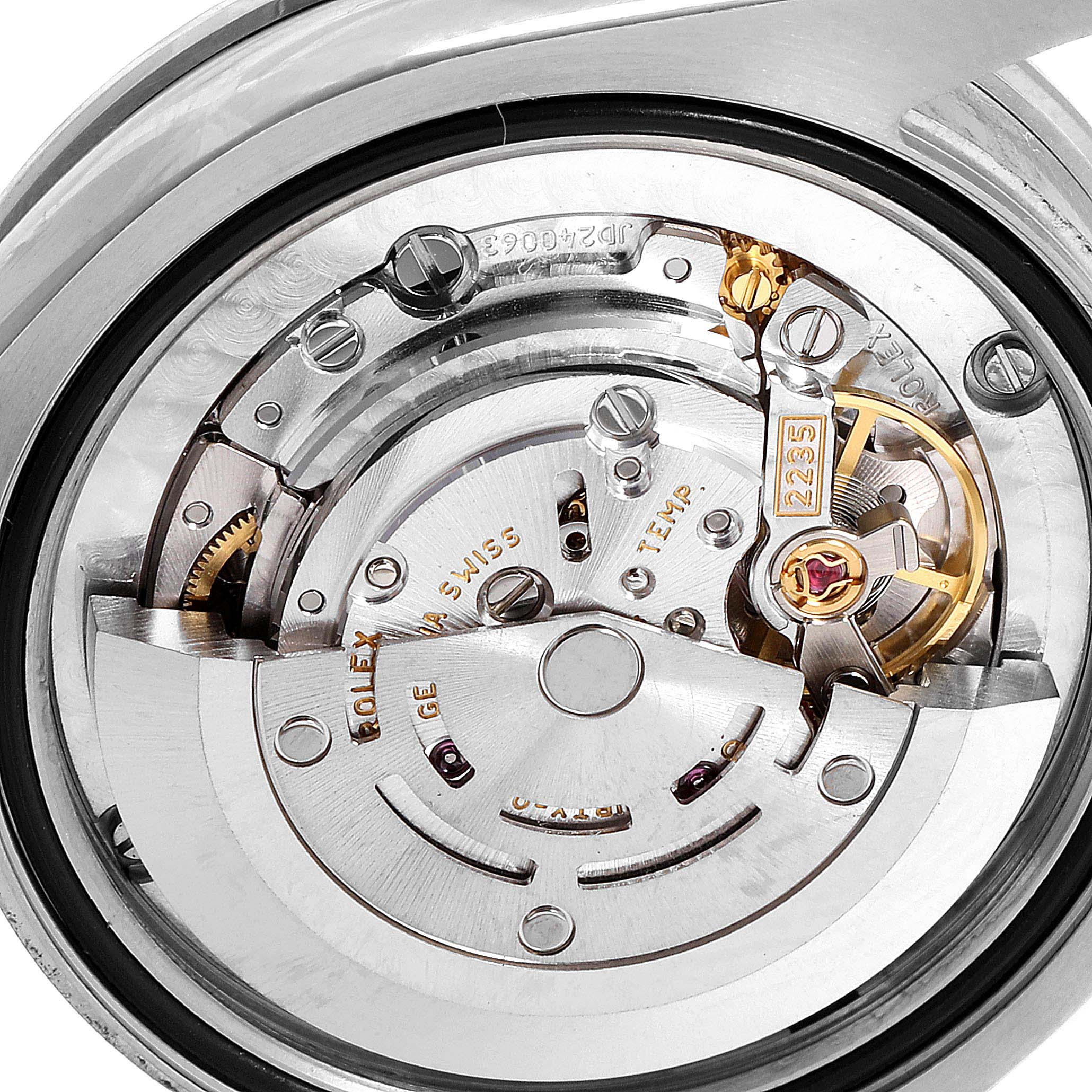 The image shows the internal mechanical movement of a Rolex Mid-Size 178384 Women's Stainless Steel Pink Dial 178384 Women's Stainless Steel Pink Dial model watch, viewed from the back.