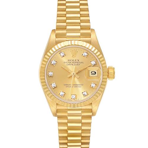 Photo of Rolex Datejust President Yellow Gold Diamond Dial Ladies Watch 69178