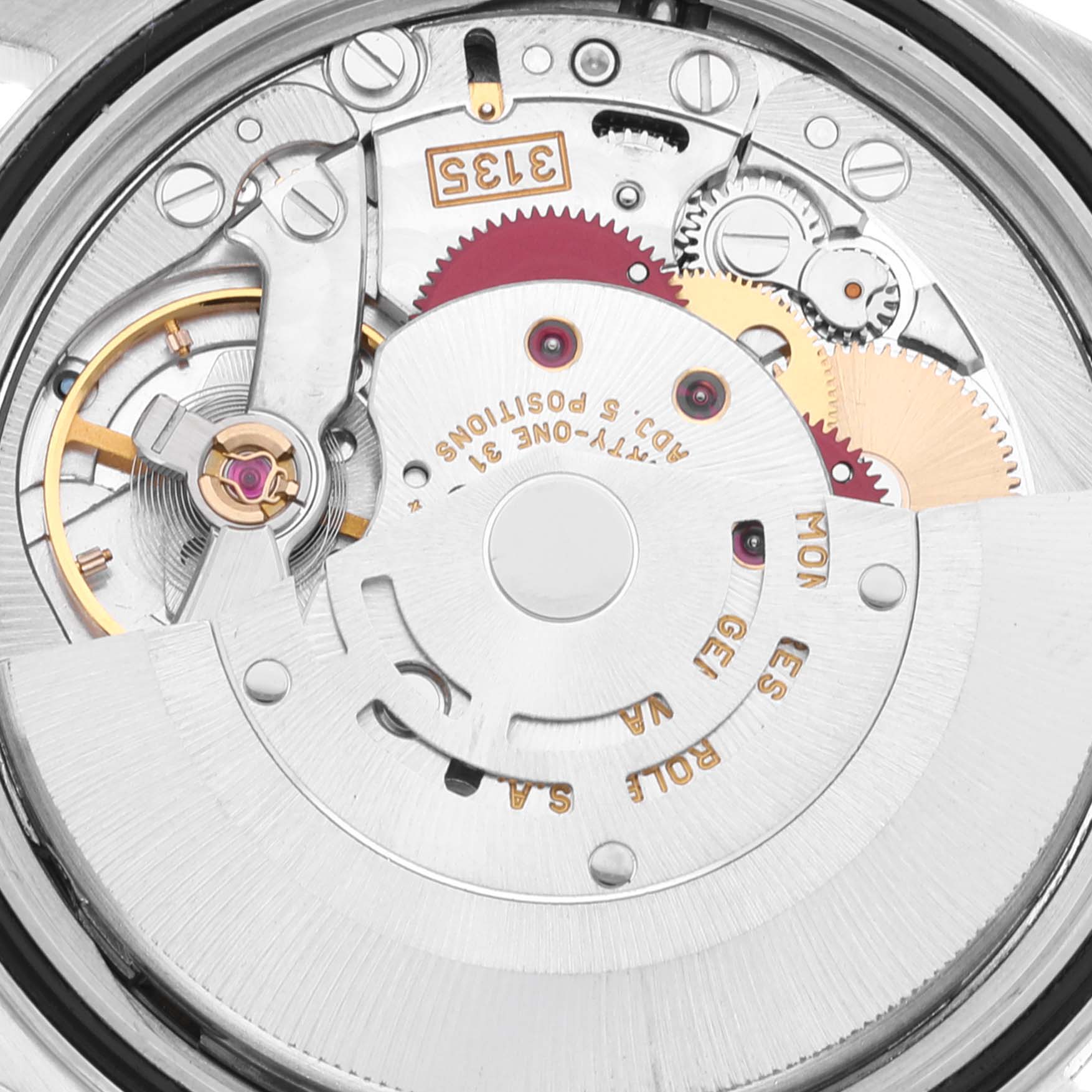 This image shows the detailed mechanism of the Rolex Datejust 16200 Men's Stainless Steel White Dial 16200 Men's Stainless Steel White Dial watch, viewed from the back.
