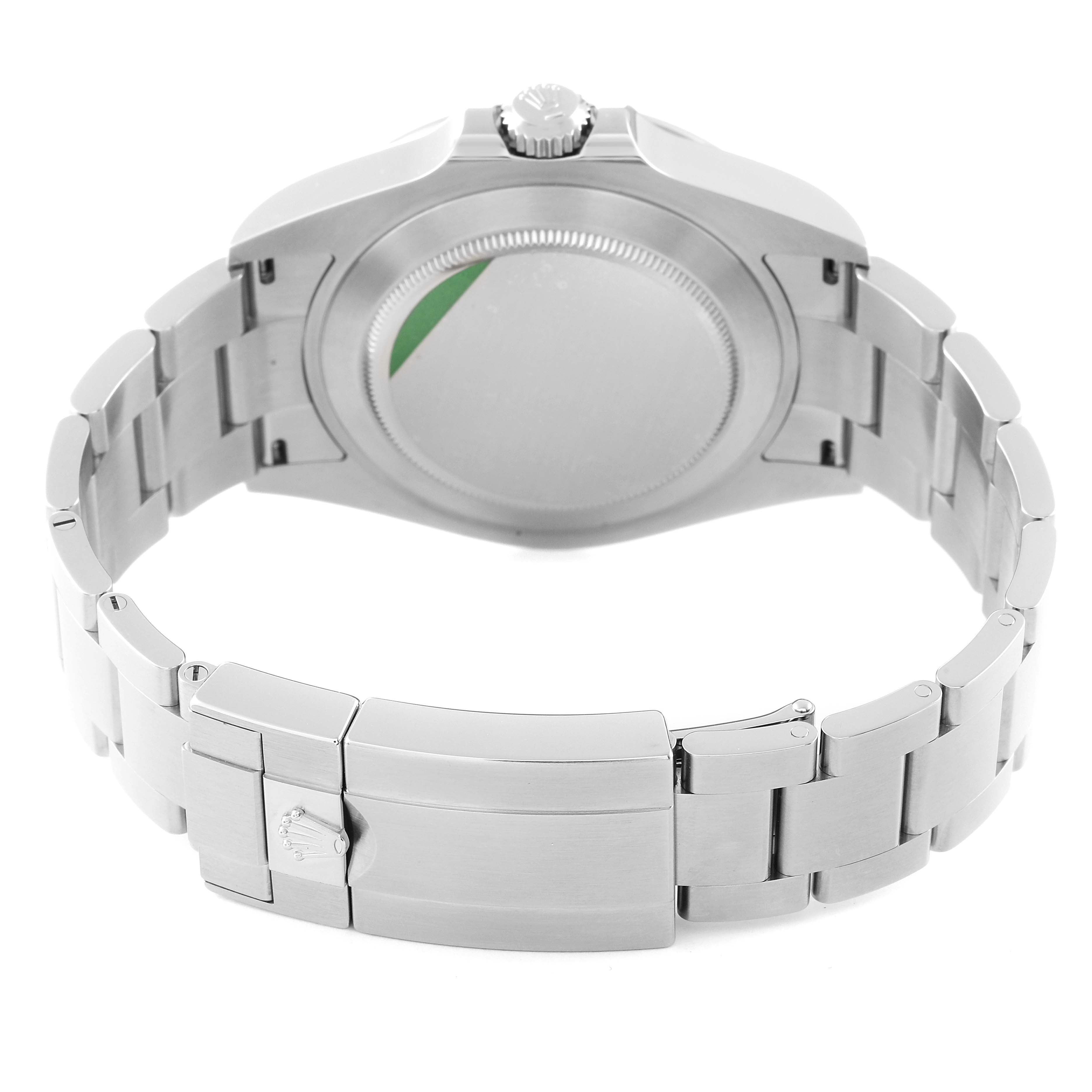 The image shows the backside of a Rolex Explorer 226570 Men's Stainless Steel Black Dial 226570 Men's Stainless Steel Black Dial watch, highlighting the case back and bracelet, viewed from a downward angle.